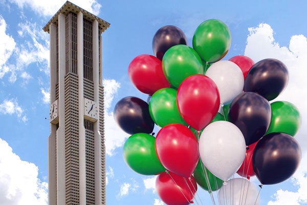 ASP themed balloons near the Bell Tower