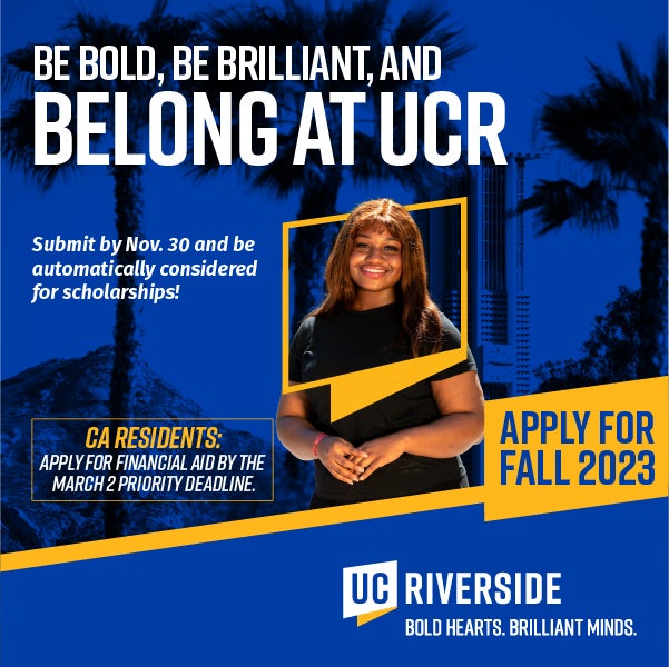 Apply for Fall 2023. Submit by Nov. 30 and be automatically considered for scholarships!