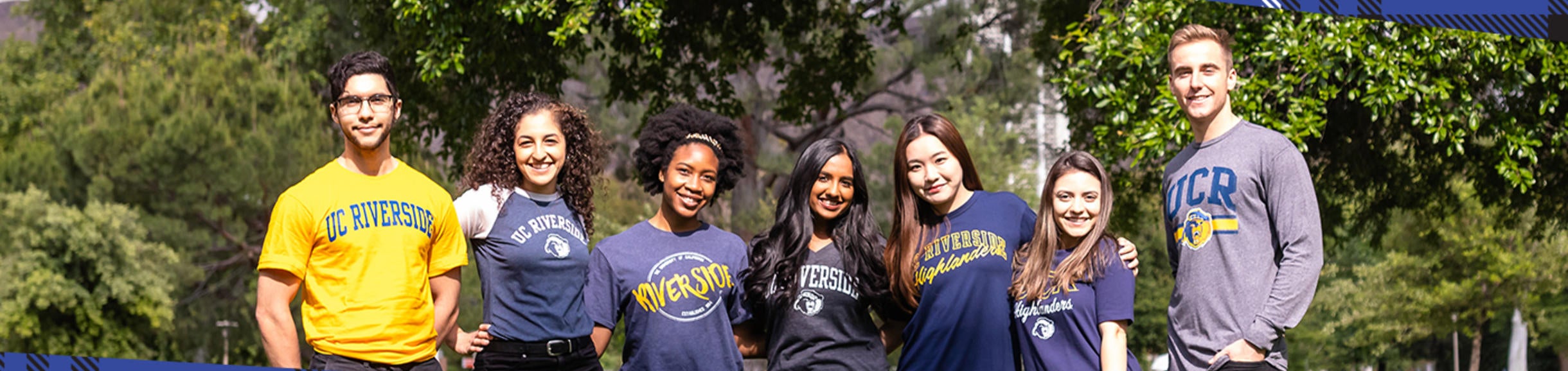 UCR students and alumni on parklike campus.