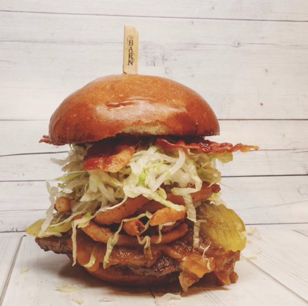 The BBQ Lasso Burger at UCR's The Barn