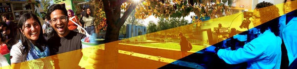 UCR students take part in an on-campus food truck festival, head to class, and engage in a lab.