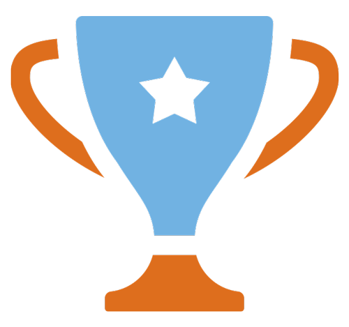 A trophy with a star on the front