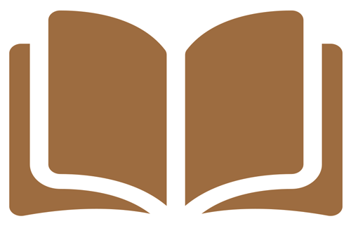 A stylized graphic of a book