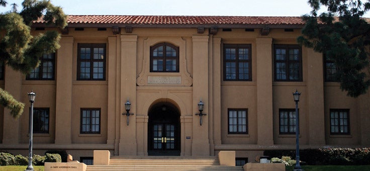 The entrance of the School of Business building