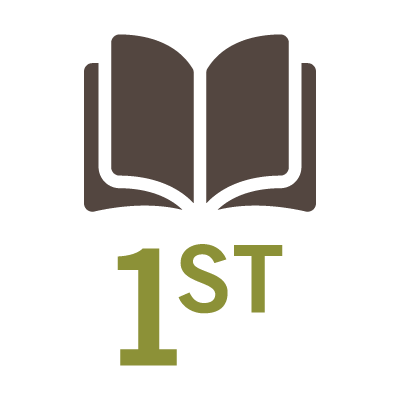 An open book with a number one to indicate first place
