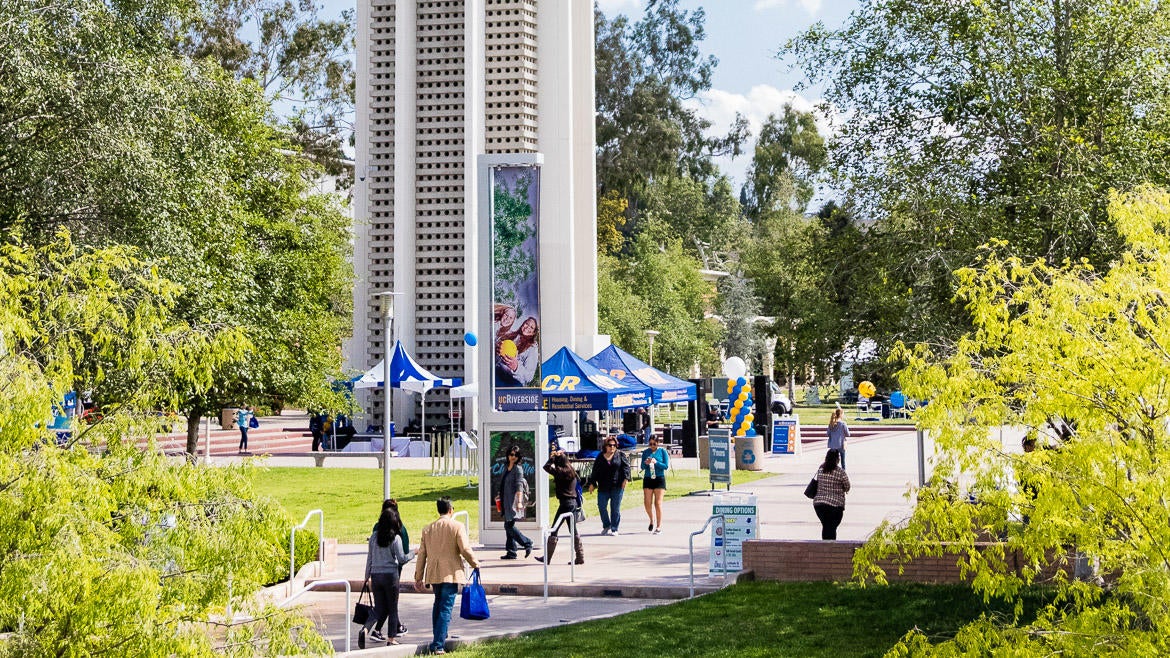 HOME - Img:UCRCampusPromo Shot of UCR Campus in front of the HUB